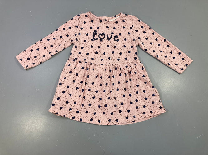 Robe m.l jersey rose coeurs/pois love, moins cher chez Petit Kiwi