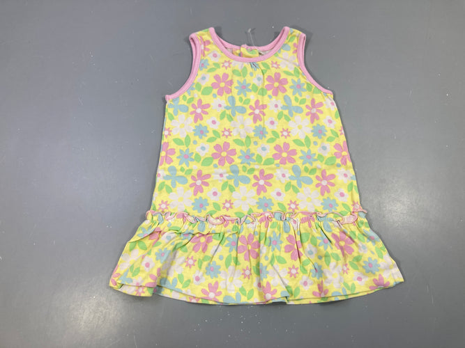 Robe s.m jersey jaune fleurie, moins cher chez Petit Kiwi