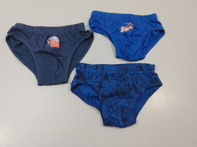 Lot de 3 slips  Spiderman, 1 noir, 1 bleu marine,1 bleu à motifs, moins cher chez Petit Kiwi