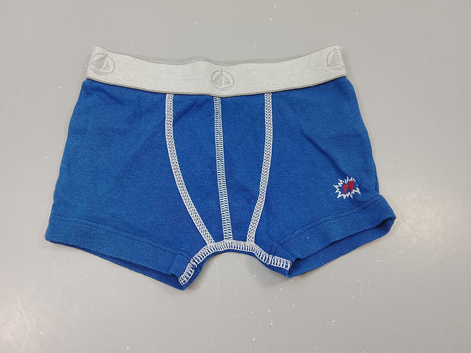 Boxer bleu, taille élastique gris, moins cher chez Petit Kiwi