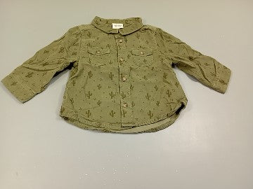 Chemise m.l velours côtelé vert, cactus