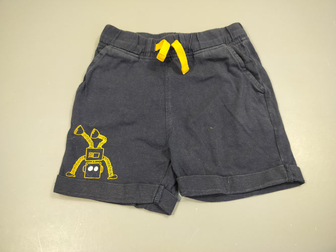 Short jersey bleu marine , robot jaune, moins cher chez Petit Kiwi