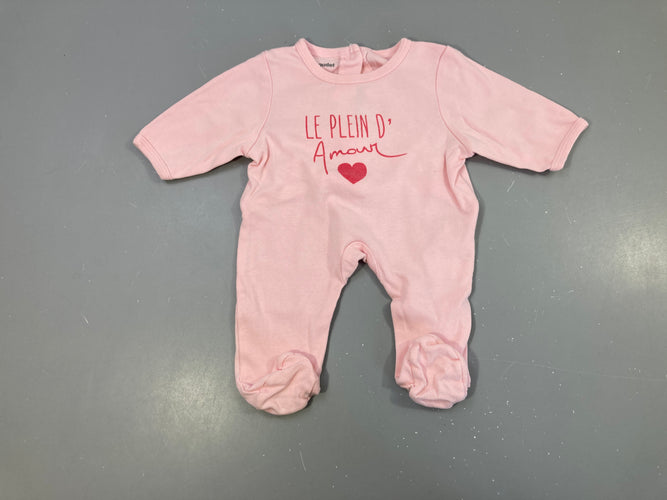 Pyjama jersey rose Amour, moins cher chez Petit Kiwi