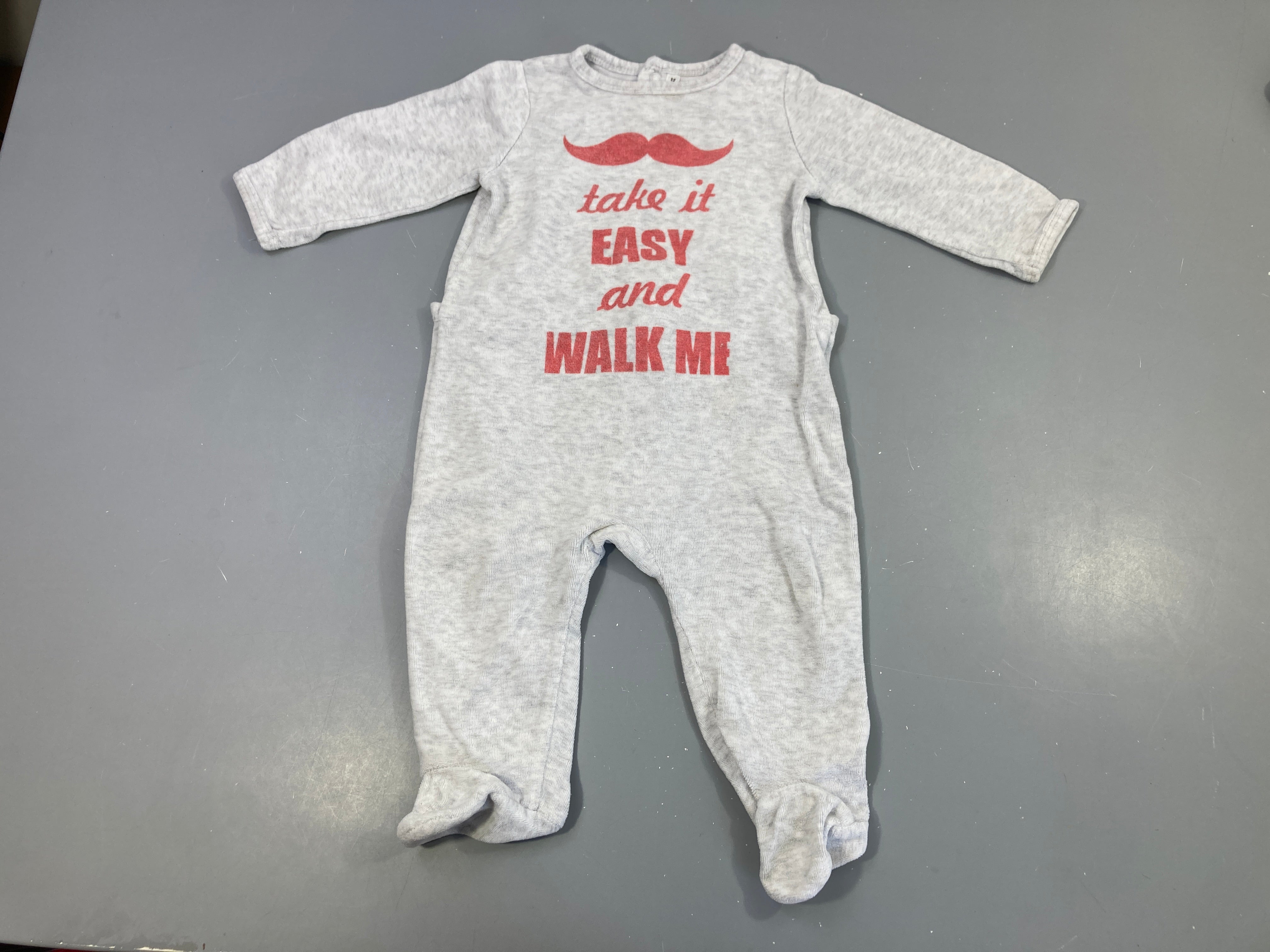 Pyjama velours gris Easy moustache