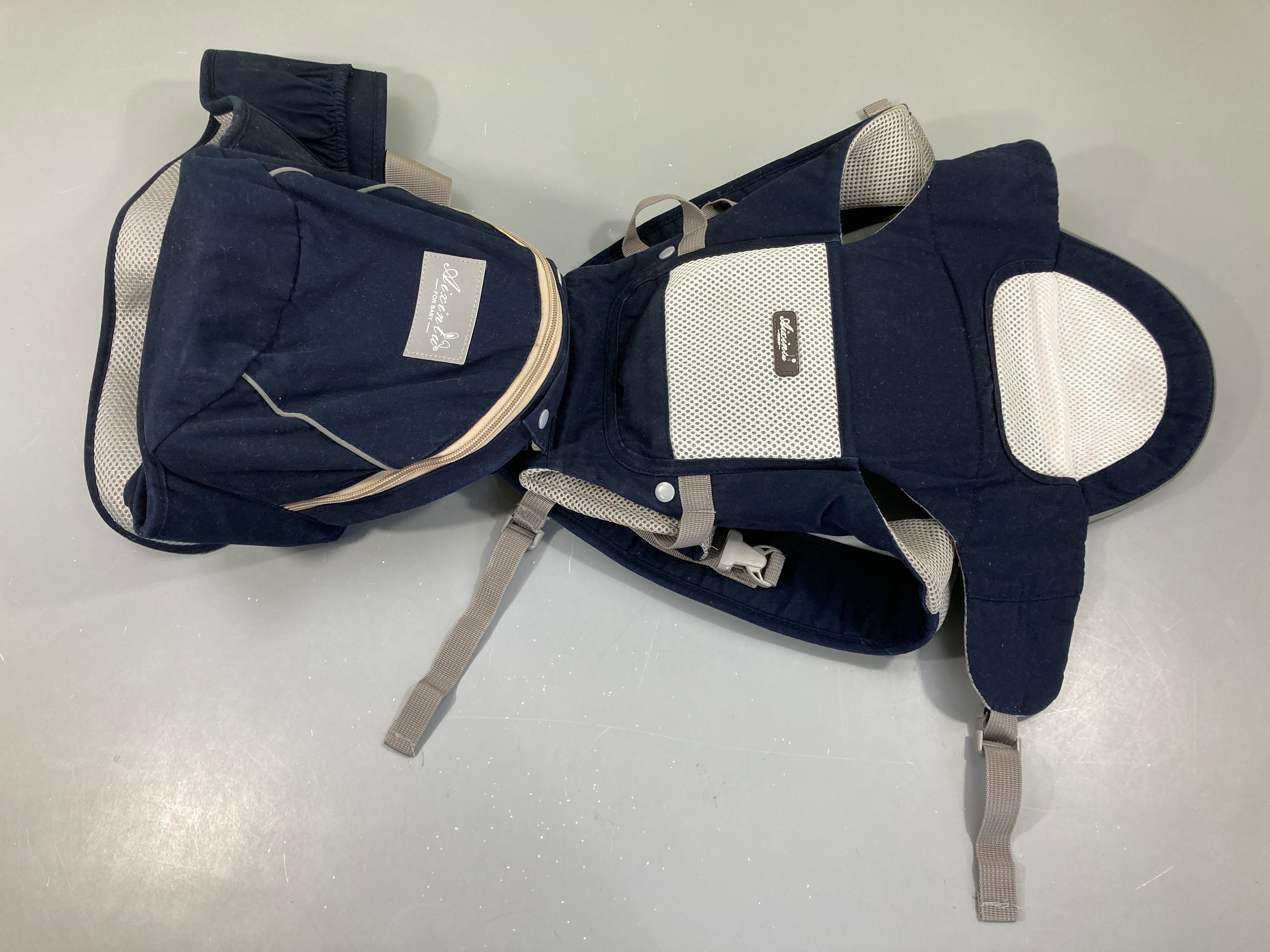 Porte-bébé ergonomique Aixintu avec Siège de Hanche/Pur coton, support de tête, multiposition: dorsal, ventral, réglable pour nouveau-né et enfant de 0 à 36 mois (jusqu'à 30 kg) Bleu
