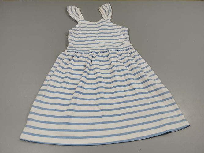 Robe s.m blanche rayé bleu clair, moins cher chez Petit Kiwi