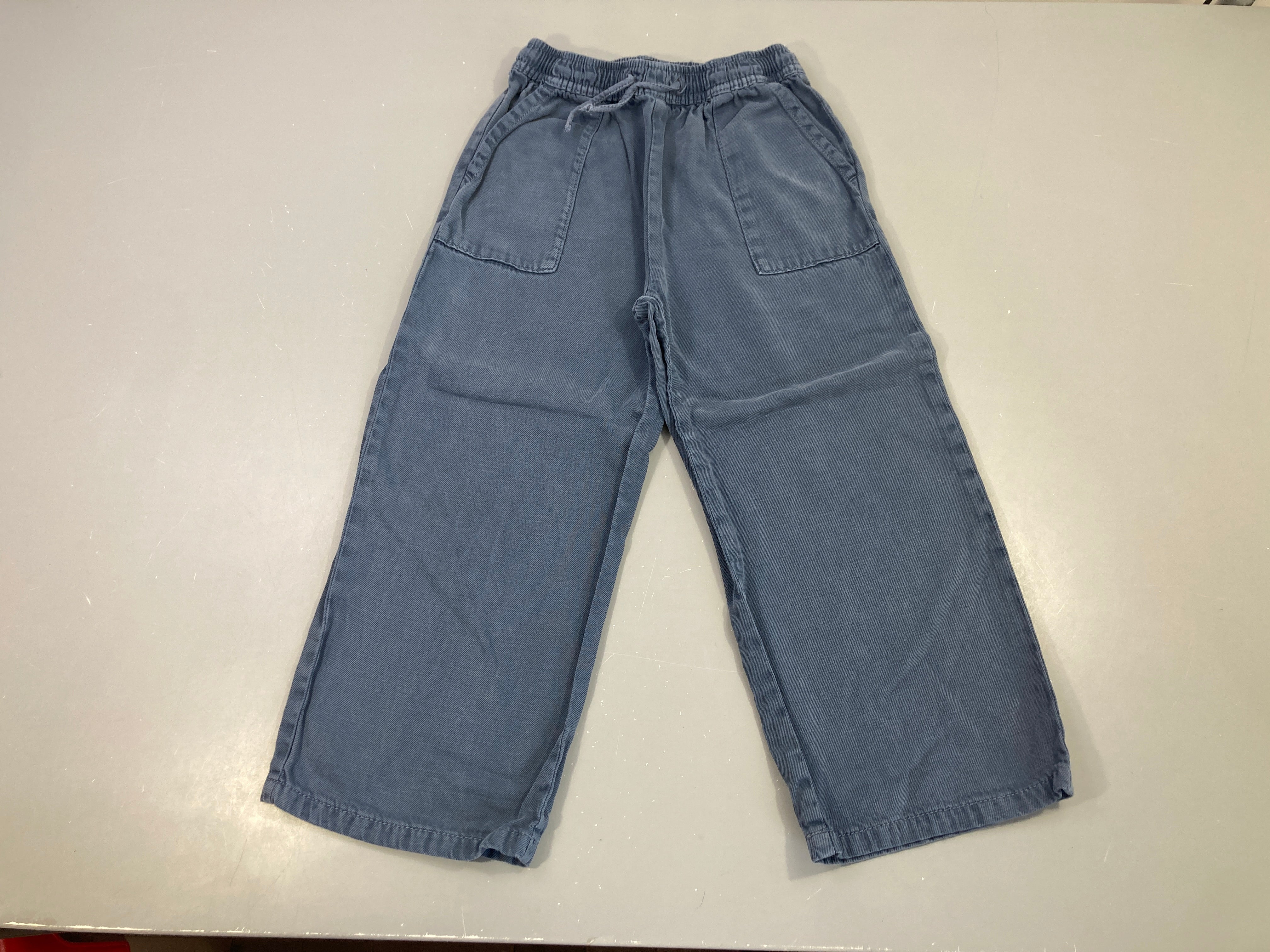 Pantalon denim effet délavé taille élastique wide Leg