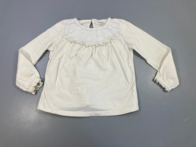 T-shirt m.l blanc cassé effet superposé ajouré haut froufrou, moins cher chez Petit Kiwi