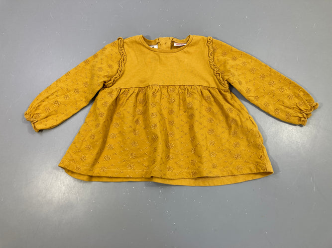 T-shirt m.l moutarde texturé broderie, moins cher chez Petit Kiwi