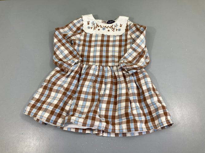 Robe m.l à carreaux blanc-brun-bleu col, moins cher chez Petit Kiwi