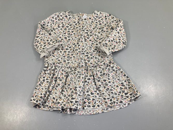 Robe m.l molleton gris coeurs branches, moins cher chez Petit Kiwi
