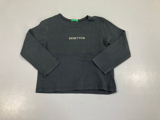 T-shirt m.l noir Benetton strass, moins cher chez Petit Kiwi
