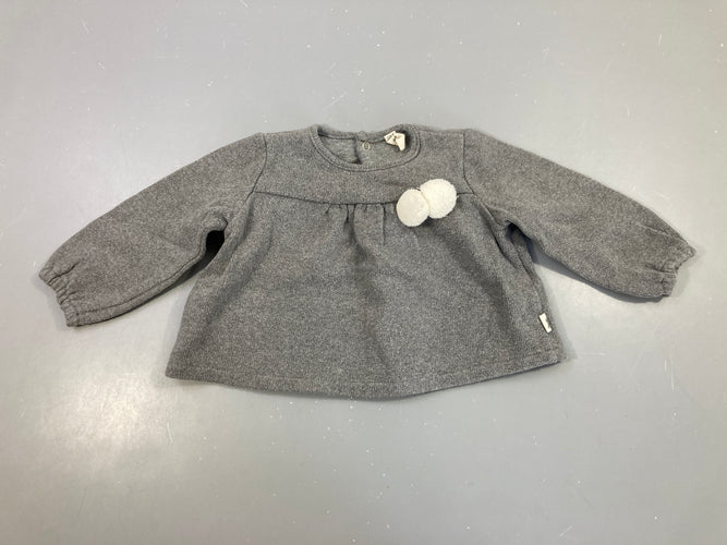 Pull gris pompons légèrement bouloché-Petit Indi, moins cher chez Petit Kiwi