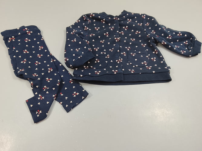 Ensemble sweat à pressions bleu marine à motifs  + Legging bleu marine texturé assorti, moins cher chez Petit Kiwi