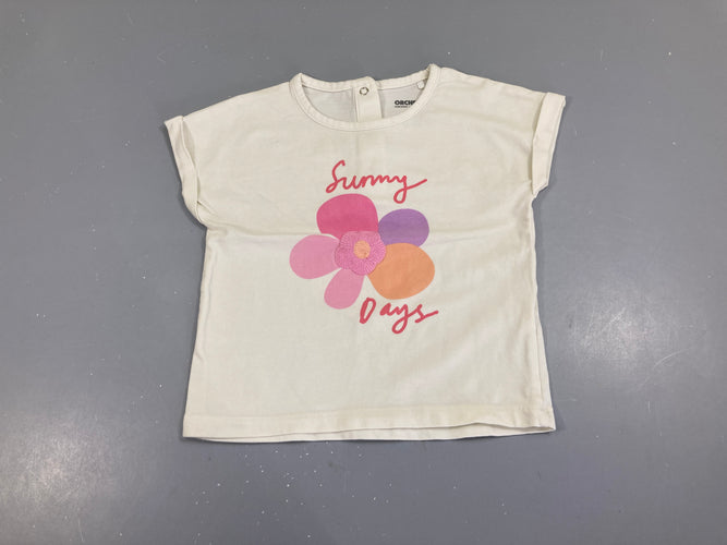 T-shirt m.c blanc sunny fleur, moins cher chez Petit Kiwi