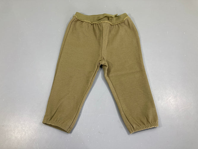 Pantalon jersey kaki côtelé, légèrement bouloché, moins cher chez Petit Kiwi