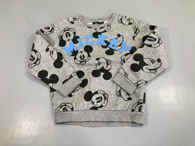 Sweat gris chiné Mickey, petite tache sur la manche, moins cher chez Petit Kiwi