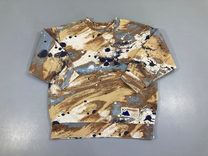 Sweat effet taches brun/kaki/bleu/écru, moins cher chez Petit Kiwi