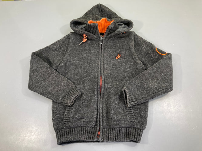 Gilet zippé à capuche gris foncé, doublé peluche, moins cher chez Petit Kiwi