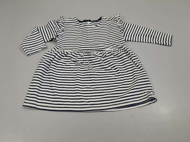 Robe m.l blanche rayé bleu marine, moins cher chez Petit Kiwi
