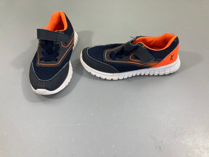 Baskets bleu foncé/orange, lacets élastiques, 31, moins cher chez Petit Kiwi
