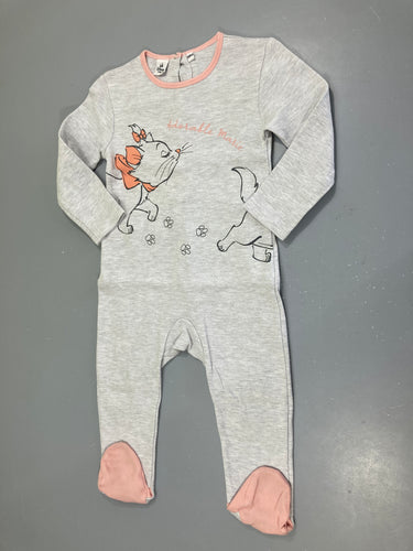Pyjama jersey gris flammé Marie aristochats, légèrement bouloché, moins cher chez Petit Kiwi