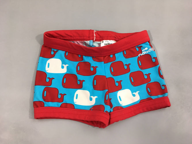 Maillot boxer rouge/bleu poissons, moins cher chez Petit Kiwi