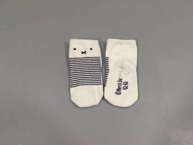 Chaussettes blanc rayé bleu Miffy, moins cher chez Petit Kiwi