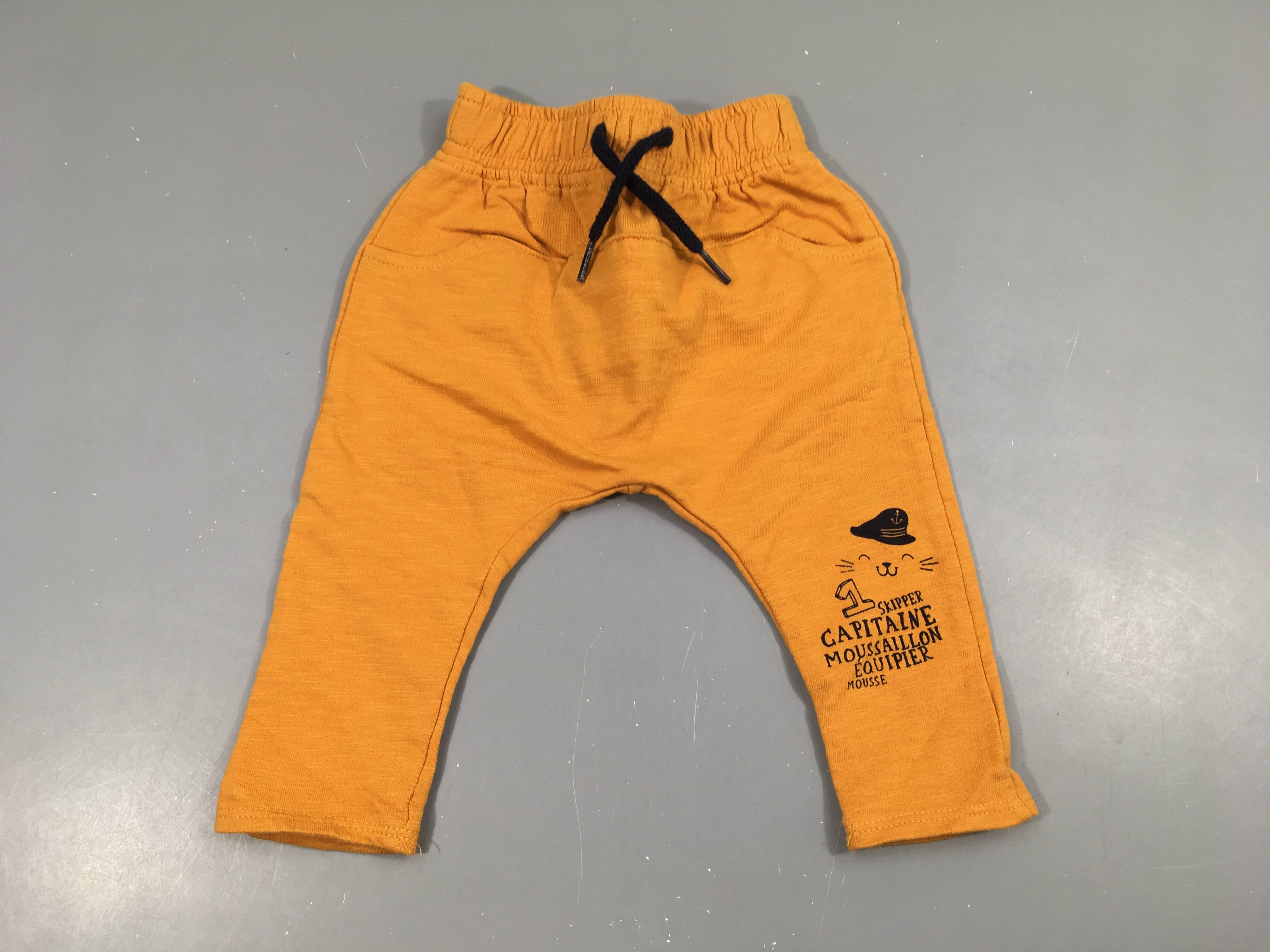 Pantalon jersey orange flammé chat