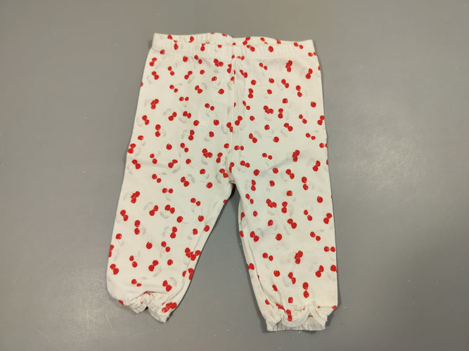 Legging taille et chevilles élastiques  blanc  motifs cerises, petite tache, moins cher chez Petit Kiwi