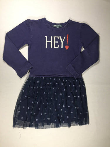 Robe ml bleue jersey et tulle  à ronds pailletés -  Hey !, moins cher chez Petit Kiwi