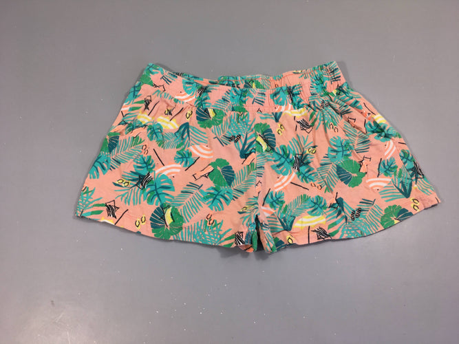 Short jersey rose pâle feuillage vert parasol, moins cher chez Petit Kiwi