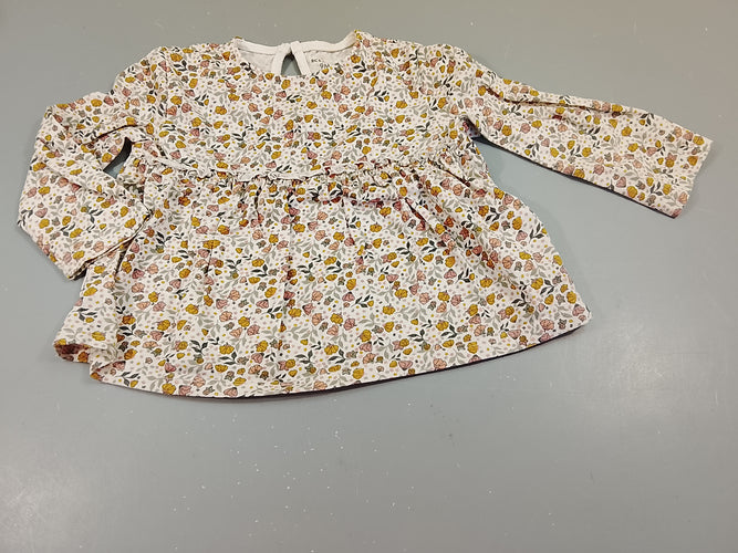 Blouse m.l blanche à fleurs jaune et rose, moins cher chez Petit Kiwi