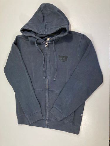 Sweat zippé à capuche bleu foncé Petrol Légèrment délavé couture, moins cher chez Petit Kiwi
