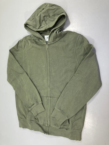 Sweat zippé à capuche vert Légèrement délavé, moins cher chez Petit Kiwi