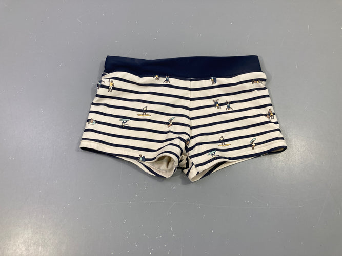 Maillot boxer blanc rayé beu foncé surf, moins cher chez Petit Kiwi