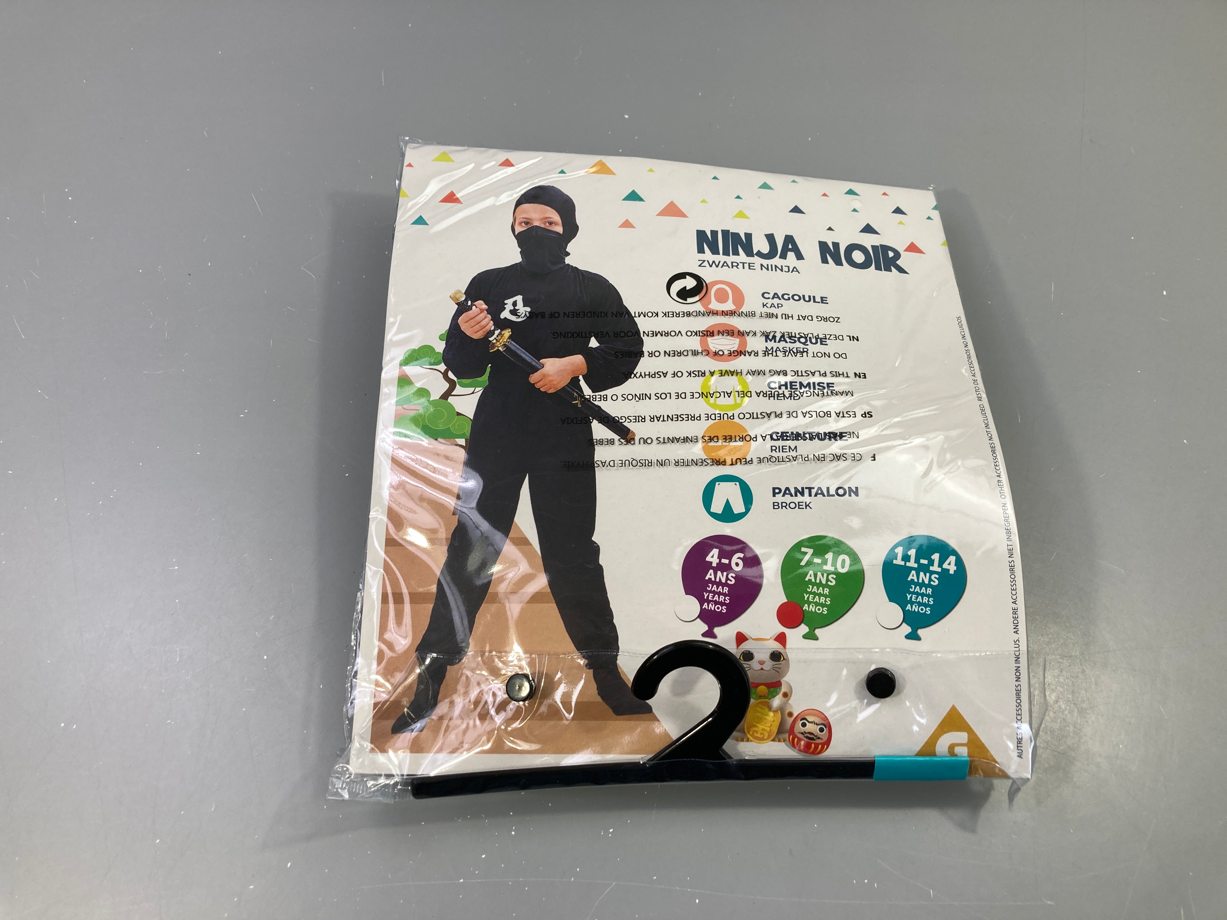 Déguisement Ninja noir, 7-10ans