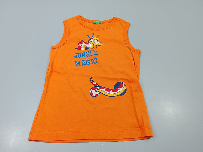 Débardeur orange, serpent "jungle is magic", moins cher chez Petit Kiwi