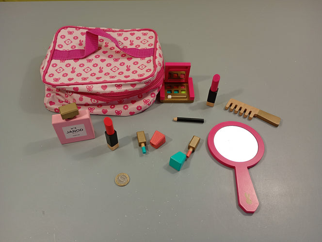 Comlpet Janod vanity p'tite miss (trousse + accessoires maquillages en bois), moins cher chez Petit Kiwi