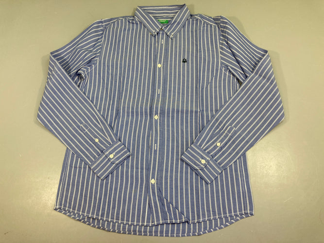 Chemise m.l bleu ligné blanc, moins cher chez Petit Kiwi