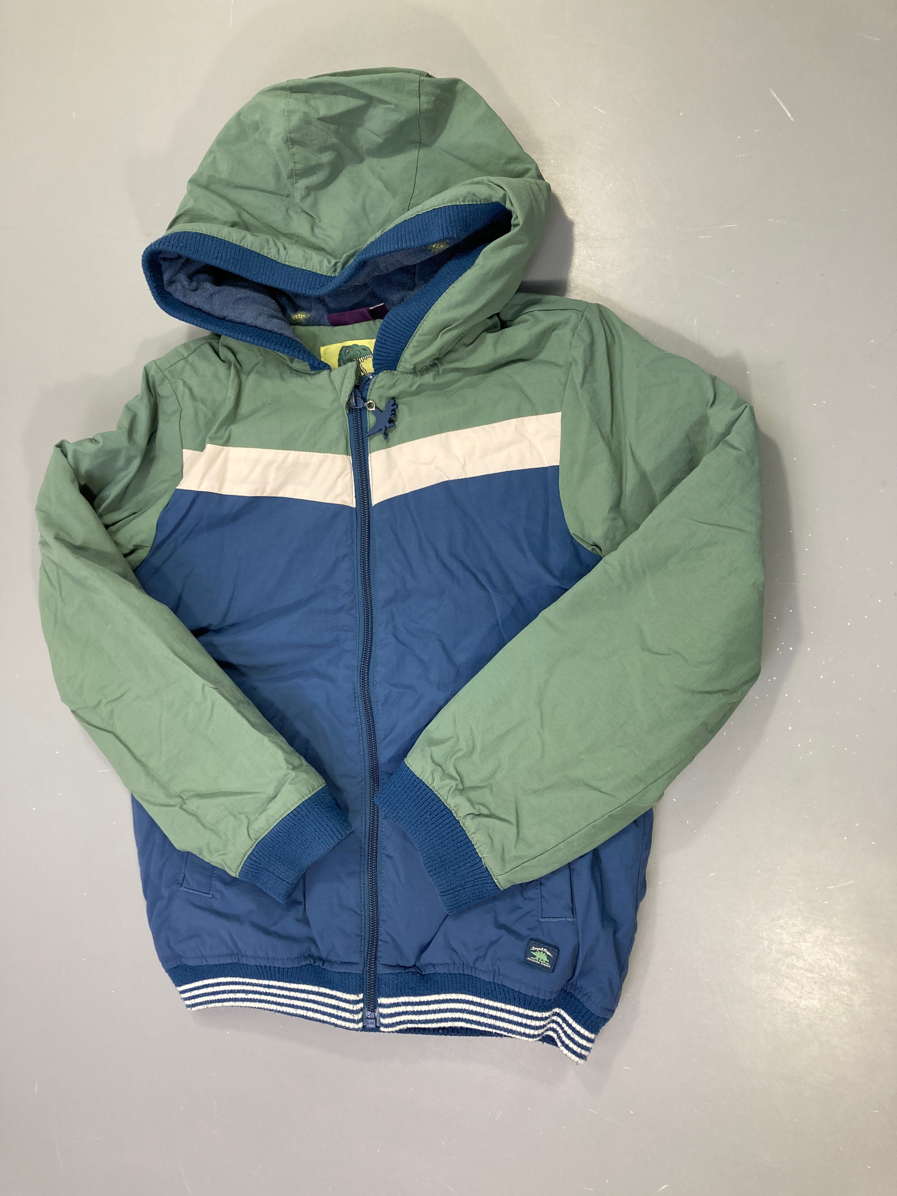 Veste mi-saison bleu-vert à capuche
