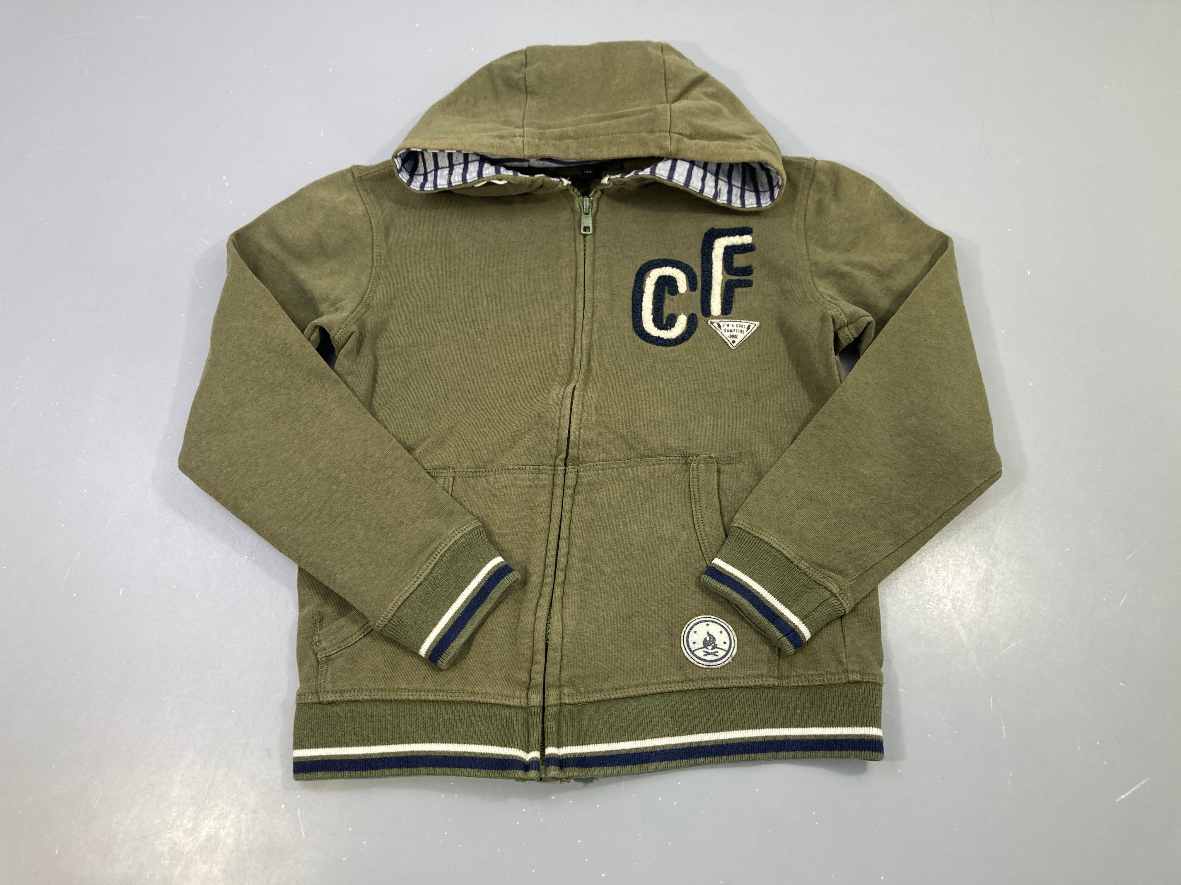 Sweat zippé à capuche kaki CF