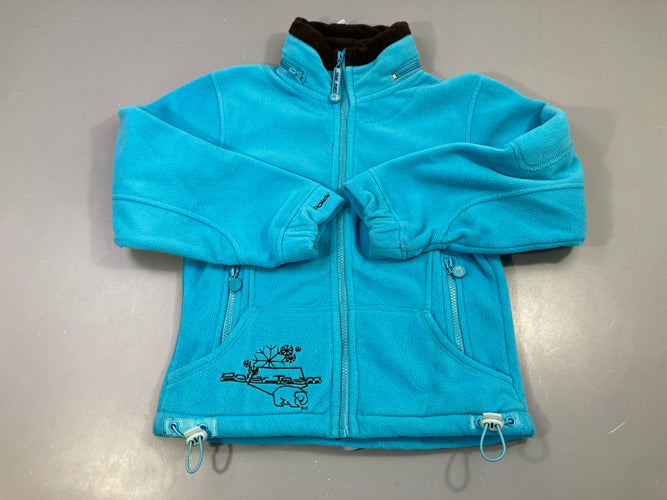 Polar zippé turquoise avec capuche rétractable à zipper ds le col Poalr Team, moins cher chez Petit Kiwi