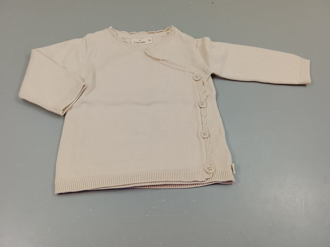 Gilet A Tiny Storayé beige, fermeture asymétrique, moins cher chez Petit Kiwi