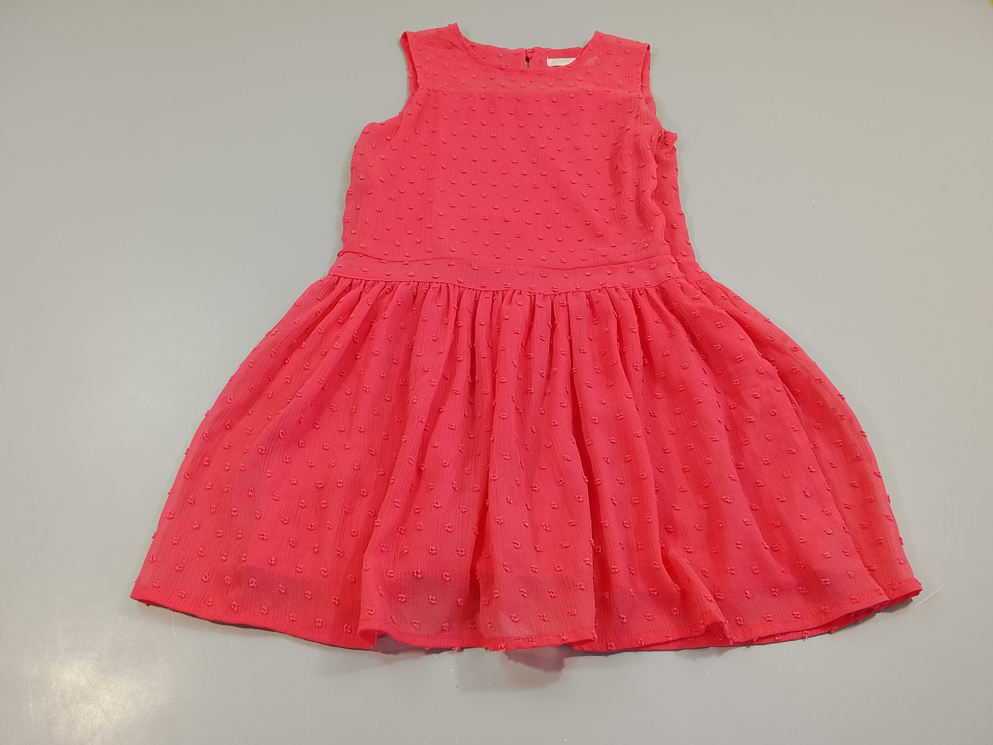Robe m.c voile rose à pois texturés, doublée