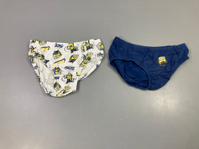 2 Slips blanc-gris Minions, moins cher chez Petit Kiwi