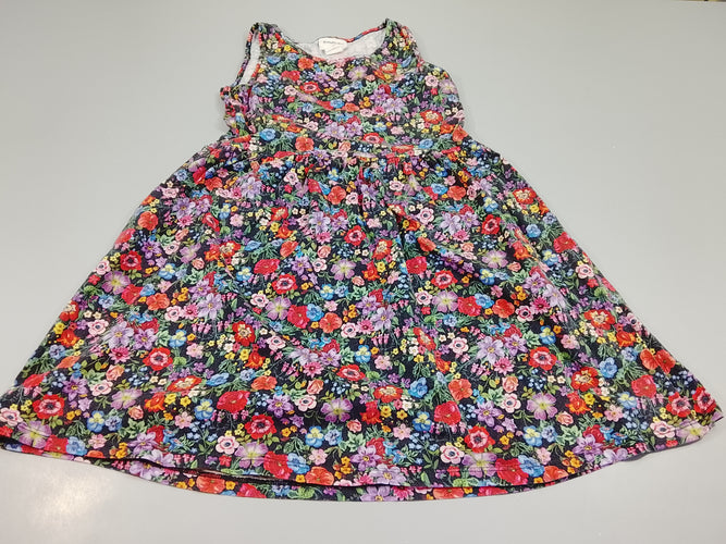 Robe s.m  bleu marine à fleurs multicolores (rouge, bleu, mauve,...), moins cher chez Petit Kiwi