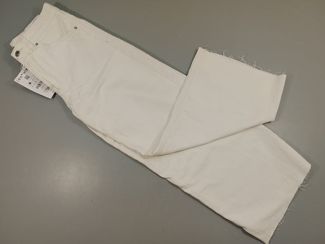 NEUF Pantalon denim Wide Crop  blanc (34) Dessous effiloché, moins cher chez Petit Kiwi