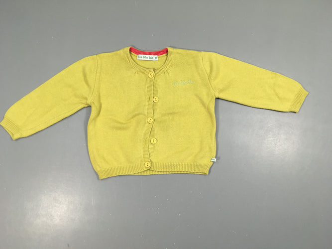 Gilet vert anis Blabla, moins cher chez Petit Kiwi