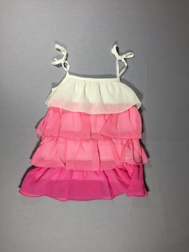 Robe fines bretelles à volants - dégradé de blanc et roses, moins cher chez Petit Kiwi